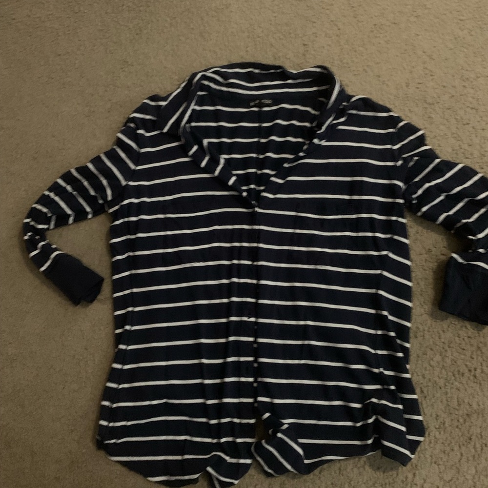 Women’s Express blue and white striped long sleeve shirt. Size L
